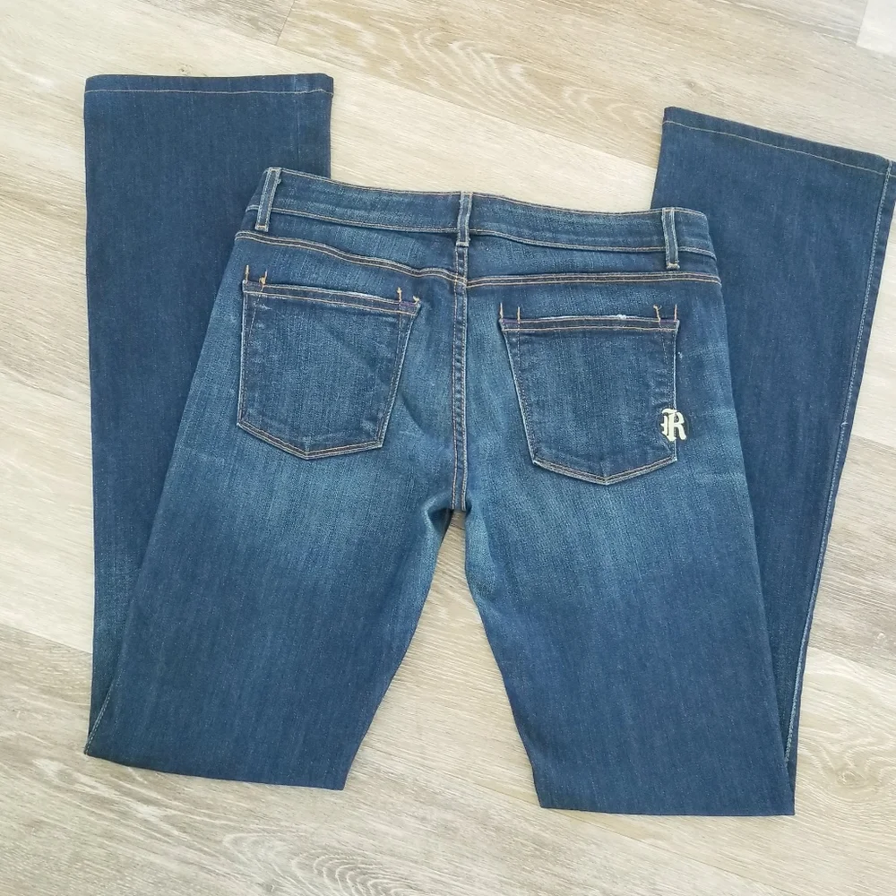 Rich & Skinny Storm Dark Blue Boot Cut Flare Denim Jeans Long Stretch USA made - Picture 14 of 14